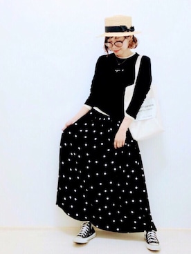 「コンバースハイカット」｜「アイテム（アクセサリー）」を使った、maricocoさん（レディース・160cm）の春コーディネート