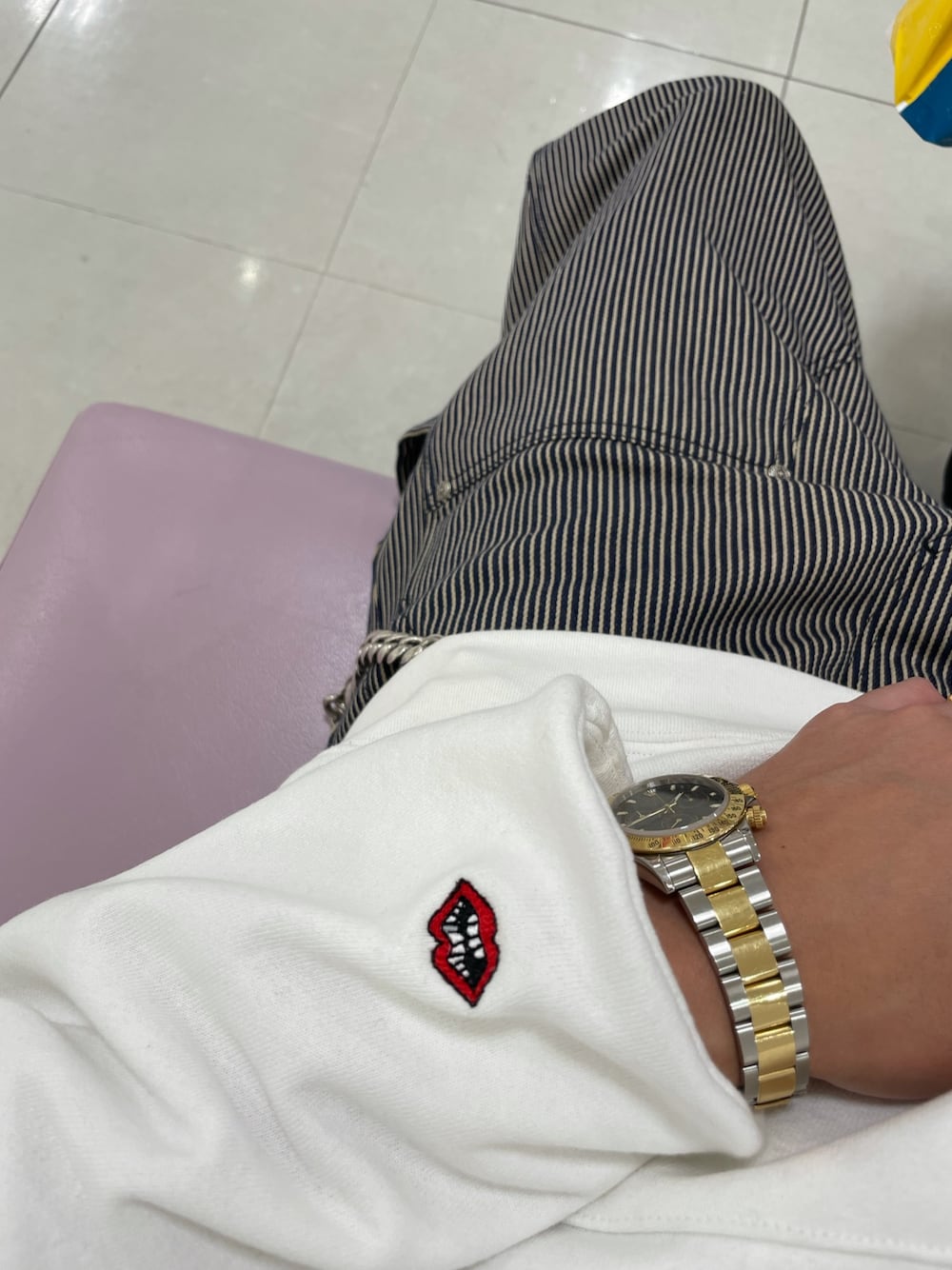 「カーペンター、ファティーグパンツ、ダブルニー、春コーデ、おっさんコーデ、おっさんアメカジ、mattyboy、Chrome Hearts」｜「CHROME HEARTSのアイテム（カーゴパンツ、その他）」を使った、TARさん（メンズ・178cm）の春コーディネートの1枚目の写真