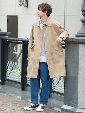 「UP START（アップスタート）のアイテム（モッズコート）」を使った、upstart077さん（メンズ・180cm）の春コーディネート