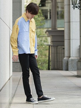 「UP START（アップスタート）のアイテム」を使った、upstart077さん（メンズ・180cm）の春コーディネート