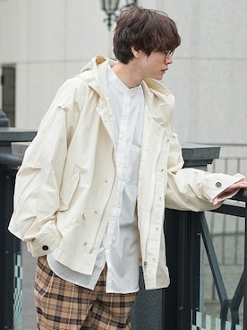 「UP START（アップスタート）のアイテム（モッズコート）」を使った、upstart077さん（メンズ・180cm）の春コーディネート