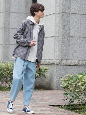 「UP START（アップスタート）のアイテム（ジャケット/アウター）」を使った、upstart077さん（メンズ・180cm）の春コーディネート
