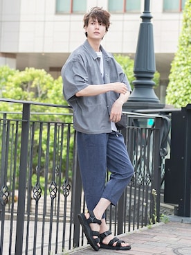 「UP START（アップスタート）のアイテム」を使った、upstart077さん（メンズ・180cm）の夏コーディネート
