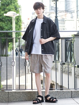 「UP START（アップスタート）のアイテム」を使った、upstart077さん（メンズ・180cm）の夏コーディネート