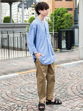 「UP START（アップスタート）のアイテム」を使った、upstart077さん（メンズ・180cm）の夏コーディネート