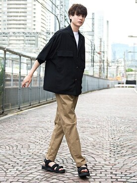 「UP START（アップスタート）のアイテム」を使った、upstart077さん（メンズ・180cm）の夏コーディネート