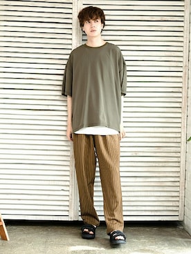 「UP START（アップスタート）のアイテム」を使った、upstart077さん（メンズ・180cm）の夏コーディネート
