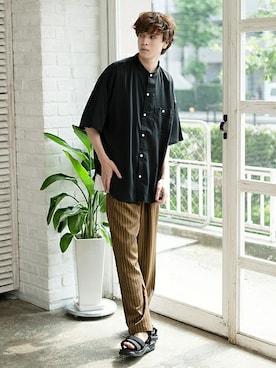 「UP START（アップスタート）のアイテム」を使った、upstart077さん（メンズ・180cm）の夏コーディネート