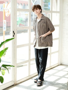 「UP START（アップスタート）のアイテム」を使った、upstart077さん（メンズ・180cm）の夏コーディネート