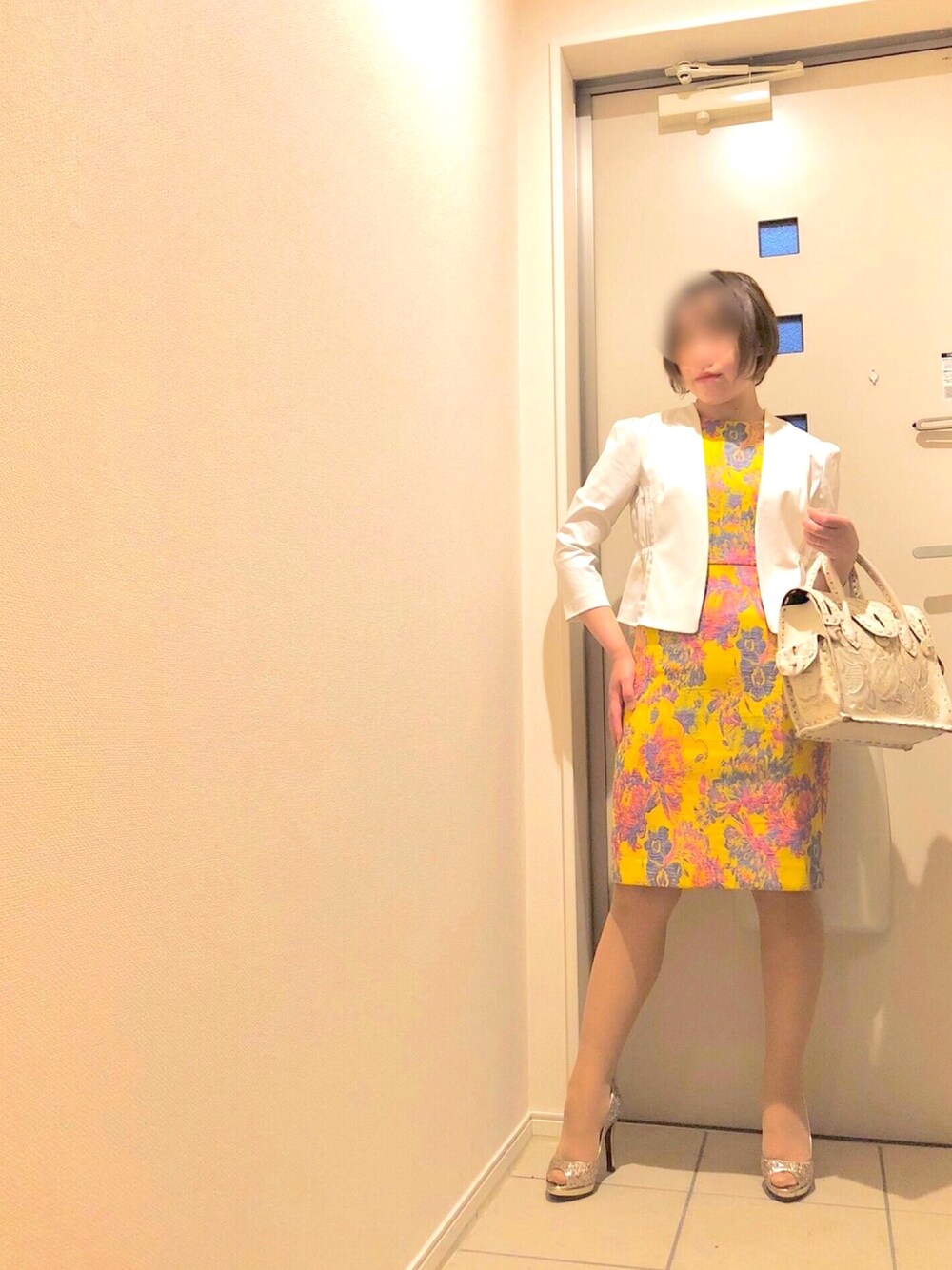 「春、今日のコーデ、白、キレイめ、fashion、エレガント、コンサバ、骨格診断ストレート、パーソナルカラースプリング、骨格診断」｜「DIANAのアイテム（パンプス、その他）」を使った、hannaさん（レディース・149cm）の春コーディネートの1枚目の写真