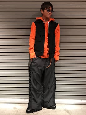 「アイテム（サングラス、ブルー系）」を使った、Hideya -吾亦紅-さん（メンズ・173cm）の秋コーディネート
