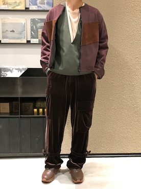 「SUNSEA（サンシー）のアイテム（ブルゾン）」を使った、Hideya -吾亦紅-さん（メンズ・173cm）の秋コーディネート
