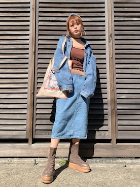 「メロートップス」｜「アイテム（ニット/セーター）」を使った、wenさん（レディース・155cm）の春コーディネート