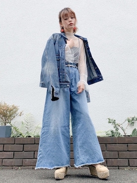 「シースルー」｜「アイテム（デニムジャケット）」を使った、wenさん（レディース・155cm）の春コーディネート