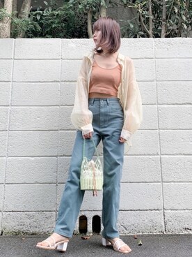「シースルー」｜「アイテム（チノパンツ）」を使った、wenさん（レディース・155cm）の夏コーディネート