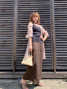「マキシスカート」｜「アイテム（シャツワンピース）」を使った、wenさん（レディース・155cm）の夏コーディネート