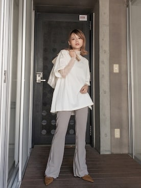 「TOPSHOP（トップショップ）のアイテム（Tシャツ/カットソー）」を使った、wenさん（レディース・155cm）の秋コーディネート