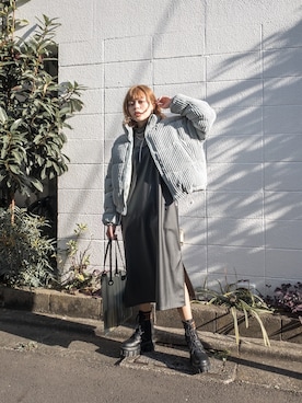「ECRIRE（エクリール）のアイテム（その他アウター）」を使った、wenさん（レディース・155cm）の冬コーディネート