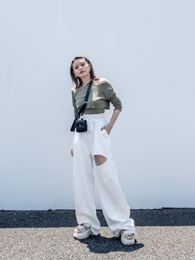 「FIG&VIPER（フィグアンドバイパー）のアイテム（パンツ）」を使った、wenさん（レディース・155cm）の夏コーディネート