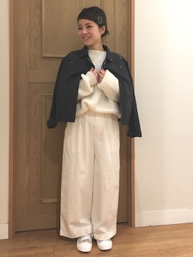 「studio CLIP（スタディオクリップ）のアイテム（ライダースジャケット）」を使った、studio CLIP saitoさん（レディース・148cm）の冬コーディネート