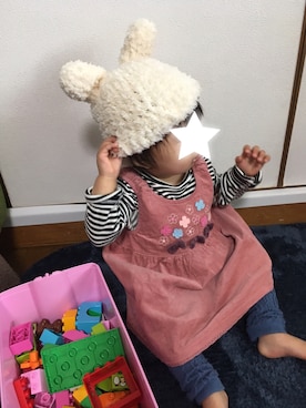 「KP（ケーピー）のアイテム（ワンピース/ドレス）」を使った、じゃすみんさん（キッズ・70cm）の秋コーディネート