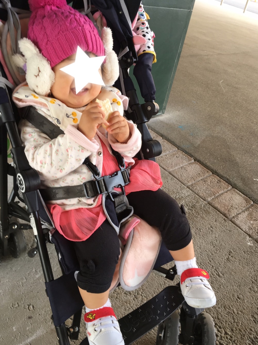 「女の子、1歳、80cm、90cm、KP、ラルフローレン、babygap、西松屋、11.5cm、トイザらス」｜「KPのアイテム（ニットキャップ/ビーニー、ピンク系）」を使った、じゃすみんさん（キッズ・70cm）の冬コーディネートの1枚目の写真