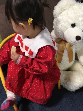 「90cm」｜「アイテム（ワンピース/ドレス）」を使った、じゃすみんさん（キッズ・70cm）の冬コーディネート