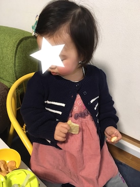 「90cm」｜「アイテム（ワンピース/ドレス）」を使った、じゃすみんさん（キッズ・70cm）の冬コーディネート