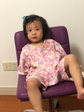 「MIKI HOUSE（ミキハウス）のアイテム（浴衣）」を使った、紫苏妹妹さん（キッズ・90cm）の夏コーディネート