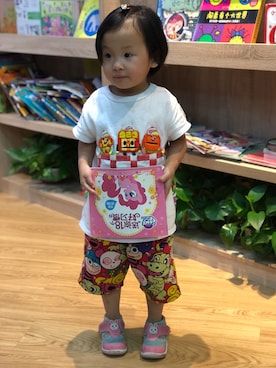 「MIKI HOUSE（ミキハウス）のアイテム（サンダル）」を使った、紫苏妹妹さん（キッズ・90cm）の夏コーディネート