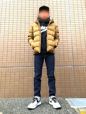 「airforce1」｜「アイテム（ダウンジャケット/コート）」を使った、yuichi1018さん（メンズ・169cm）の冬コーディネート