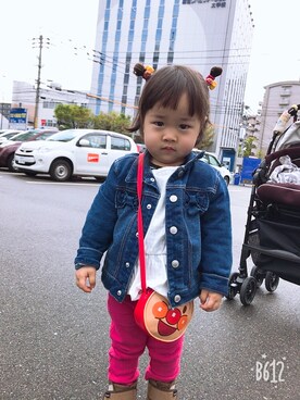 「おんなのこコーデ」｜「アイテム（デニムジャケット）」を使った、chonteraさん（キッズ・80cm）の春コーディネート