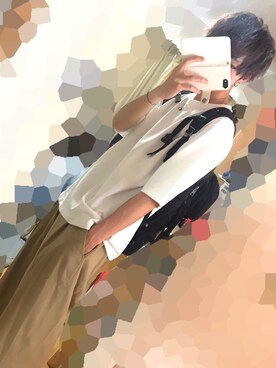 「GU（ジーユー）のアイテム（シャツ/ブラウス、ホワイト系）」を使った、とーやさん（メンズ・179cm）の夏コーディネート
