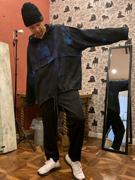 「Yohji Yamamoto（ヨウジヤマモト）のアイテム（ニットキャップ/ビーニー）」を使った、OZL10さん（メンズ・175cm）の春コーディネート