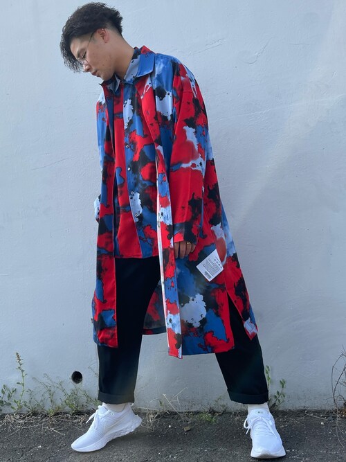 SHAREEF 総柄 タイダイ マルチカラー SMOKE PT ロングシャツ M SHAREEF（シャリーフ）の「SMOKE PT LONG SHIRTS（シャツ/ブラウス