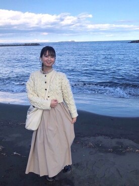 「海」｜「アイテム（シャツワンピース）」を使った、raamenmaruさん（レディース・165cm）の冬コーディネート