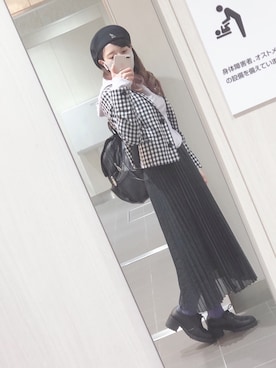 「GUコーデ」｜「アイテム（ハンチング/ベレー帽）」を使った、gokuumamaさん（レディース・152cm）の春コーディネート