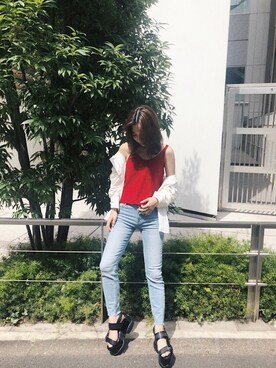 「155㎝コーデ」｜「アイテム（その他トップス）」を使った、momokoさん（レディース・155cm）の夏コーディネート
