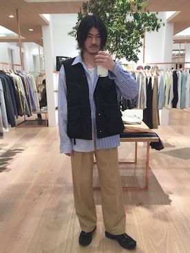 「PUBLIC TOKYO（パブリックトウキョウ）のアイテム（ベスト）」を使った、sasarei0131さん（メンズ・180cm）の春コーディネート
