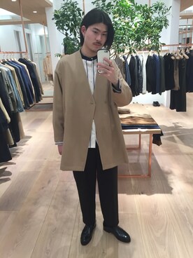 「PUBLIC TOKYO（パブリックトウキョウ）のアイテム（ノーカラージャケット）」を使った、sasarei0131さん（メンズ・180cm）の春コーディネート