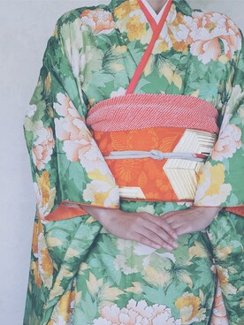 「きものコーディネート」｜「アイテム（浴衣）」を使った、yamazakiさん（レディース・161cm）の冬コーディネート