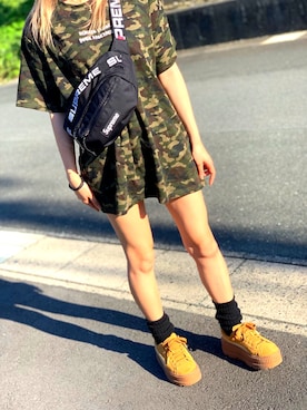 「EVRIS（エヴリス）のアイテム（シャツワンピース）」を使った、napiさん（レディース・153cm）の夏コーディネート