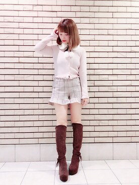 「Ank Rouge（アンクルージュ）のアイテム（カーディガン/ボレロ）」を使った、yukaさん（レディース・161cm）の冬コーディネート