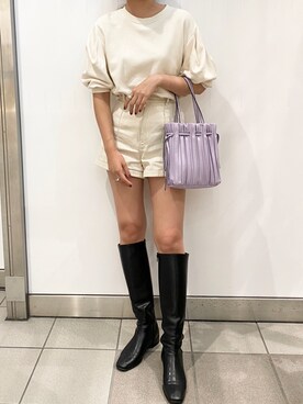 「ZARA（ザラ）のアイテム（ショルダーバッグ、パープル系）」を使った、pikaさん（レディース・163cm）の秋コーディネート