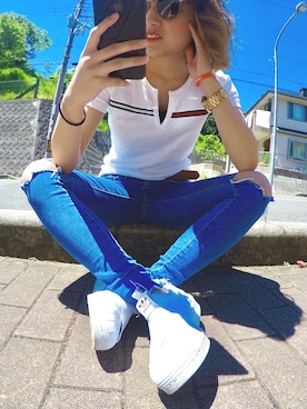「祭り」｜「アイテム（アナログ腕時計）」を使った、#うーの: )さん（レディース・149cm）の春コーディネート