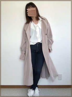 「GRL（グレイル）のアイテム（トレンチコート）」を使った、𝑡𝑎𝑎𓍯さん（レディース・155cm）の春コーディネート