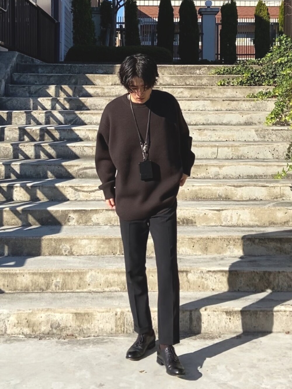 「冬のコーデ、キレイめ、おしゃれさんと繋がりたい」｜「N.HOOLYWOODのFALL2020 KNIT（ニット/セーター、ブラウン系）」を使った、ゆーさくさん（メンズ・172cm）の冬コーディネートの1枚目の写真