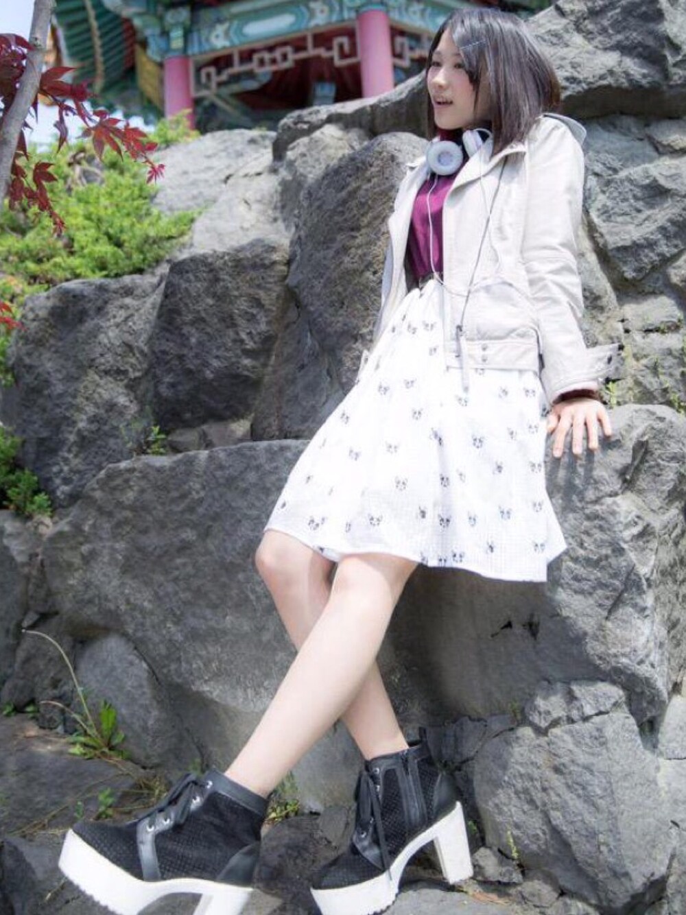「HARAJUKU CS. T&Pのアイテム（スニーカー、ブラック系）」を使った、♪Ree#さん（レディース・163cm）の春コーディネートの1枚目の写真
