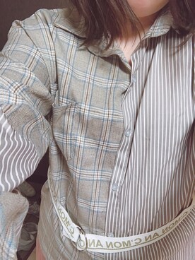 「17kgのアイテム（シャツ/ブラウス、グレー系）」を使った、ぴよさん（レディース・164cm）の冬コーディネート