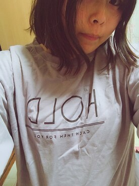 「w closet（ダブルクローゼット）のアイテム（Tシャツ/カットソー、パープル系）」を使った、ぴよさん（レディース・164cm）の冬コーディネート